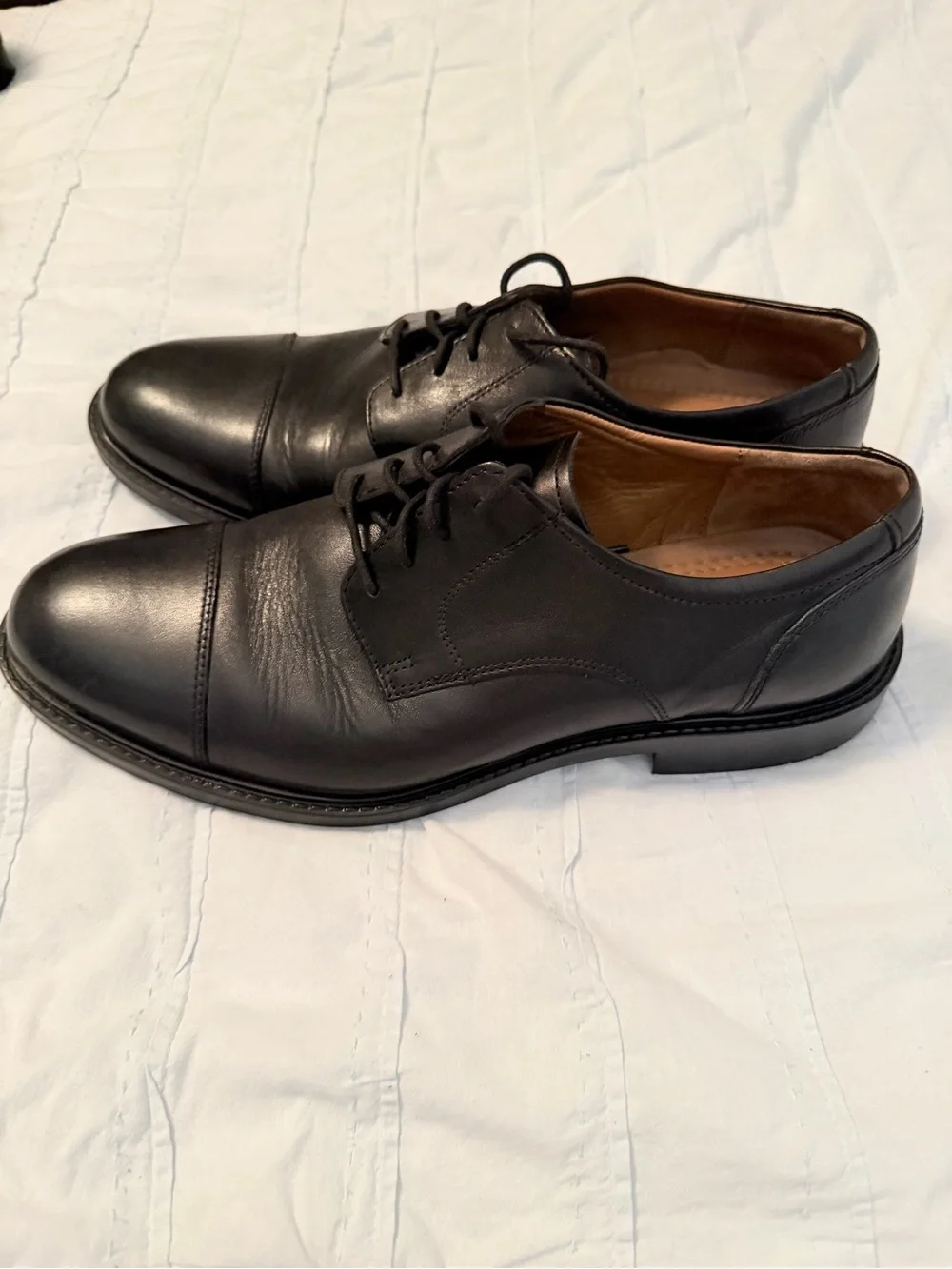 Johnston & Murphy Black Cap-Toe Derby Shoes
